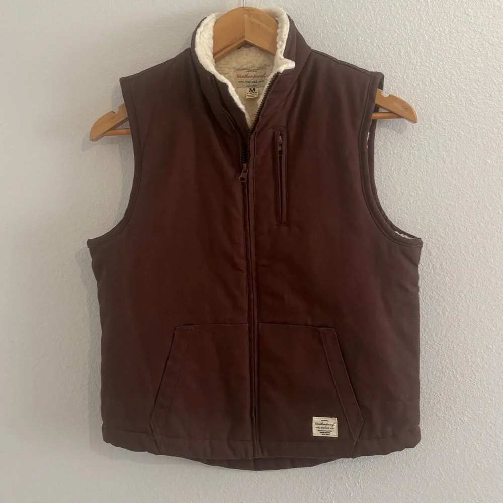Boys Weatherproof Vintage Sherpa Lined Puffer Vest Brown Size M (10–12)